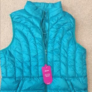 Turquoise down puffy vest