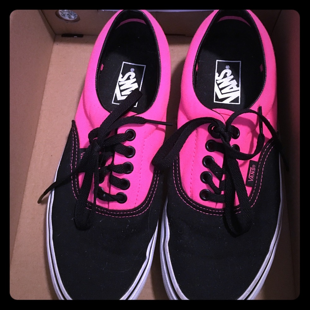 Pink and black era vans