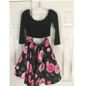 Floral, two piece homecoming dress