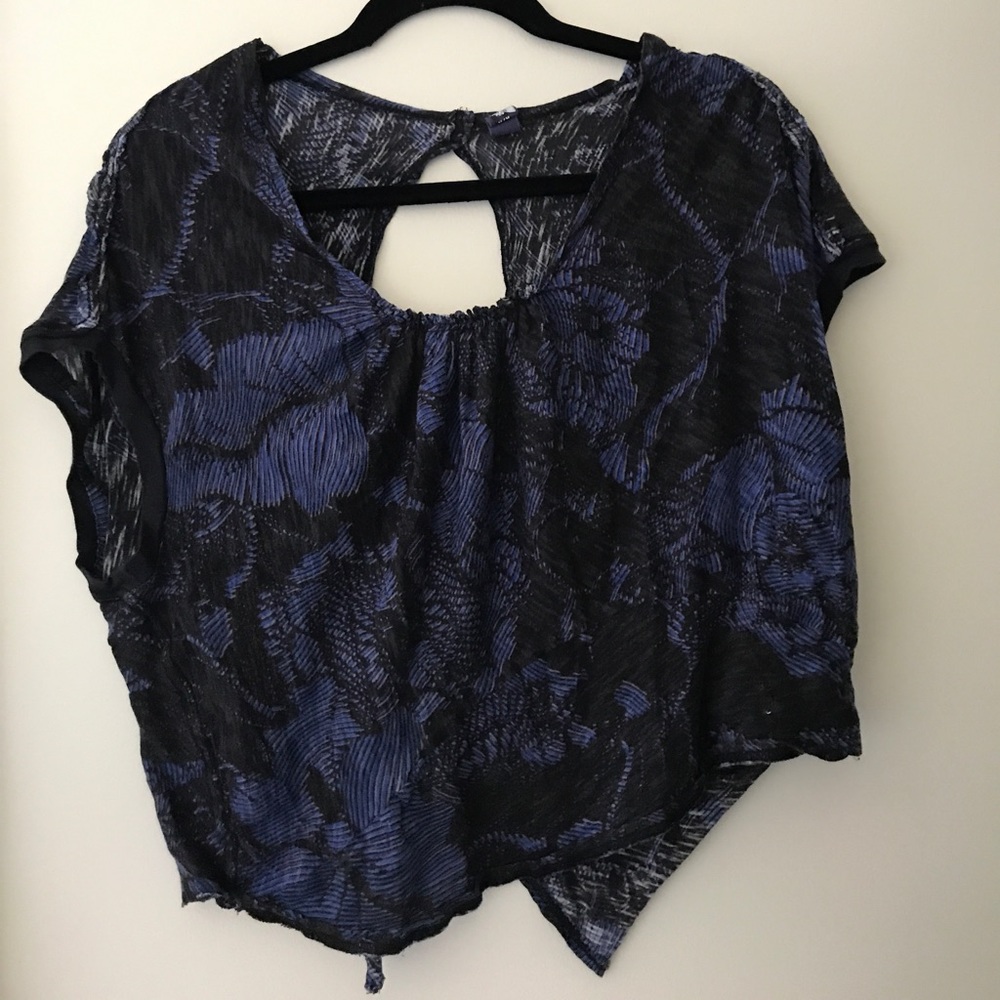 Free People Blue + Black Top
