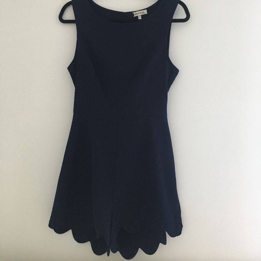 Navy Scalloped Romper