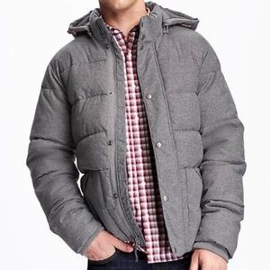 Detachable-Hood Quilted Jacket for Men