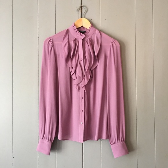 Ann Taylor Tops - Silk Ann Taylor Ruffle High Neck Blouse ✨