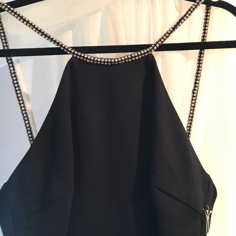 Black rhinestone strap backless dress. NWT
