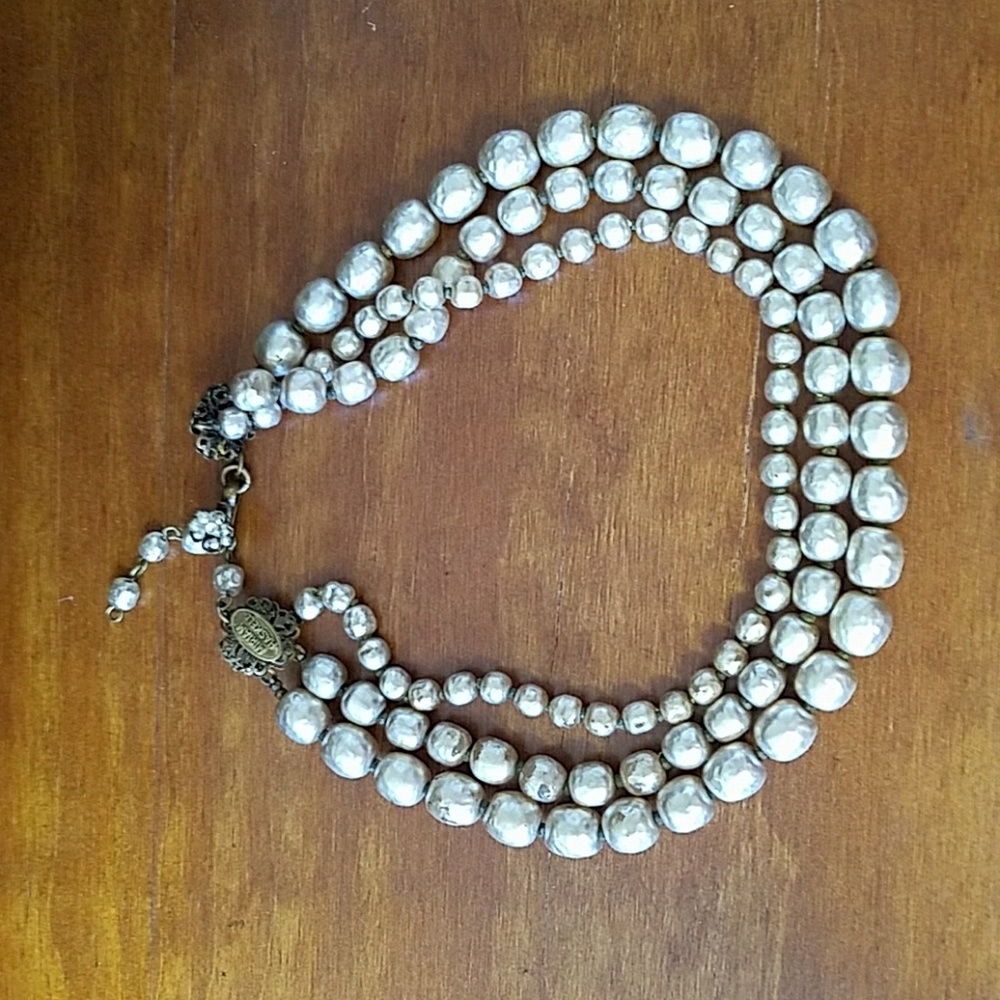 Vintage Miriam Haskell choker silver pearls
