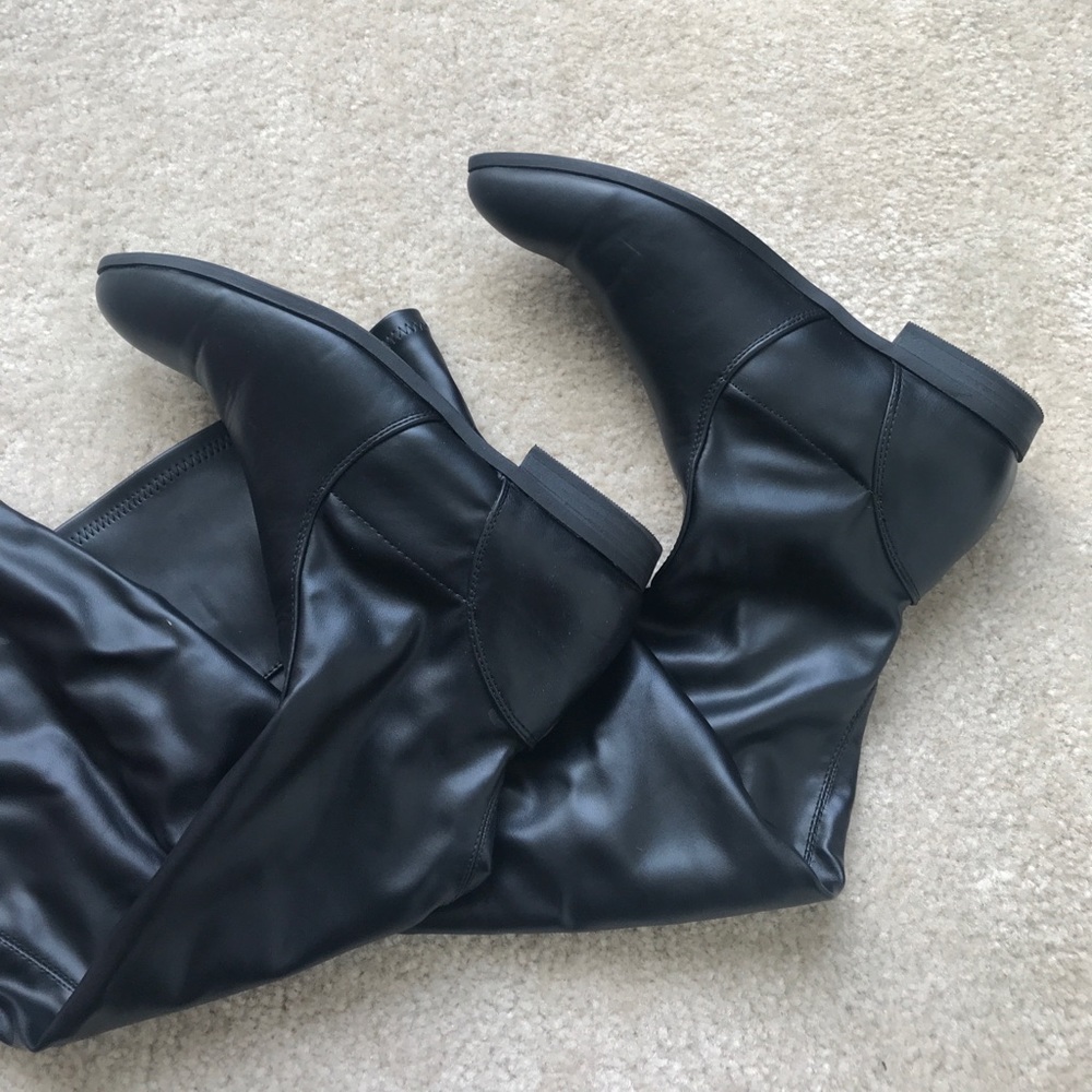 Black Leather “Jenea” Over the Knee Boots