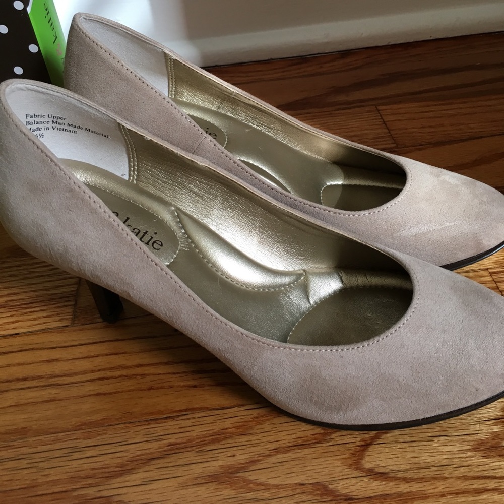 Kelly & Katie taupe suede high heels