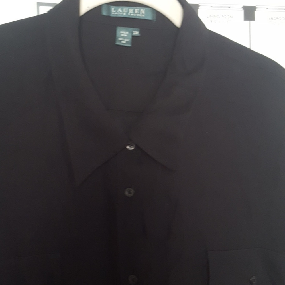 Black silk chiffon button down Ralph Lauren blouse
