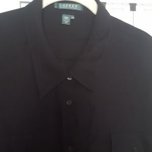 Black silk chiffon button down Ralph Lauren blouse