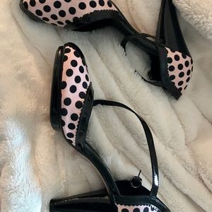 Via Spiga retro-style black & pink polka dot pumps