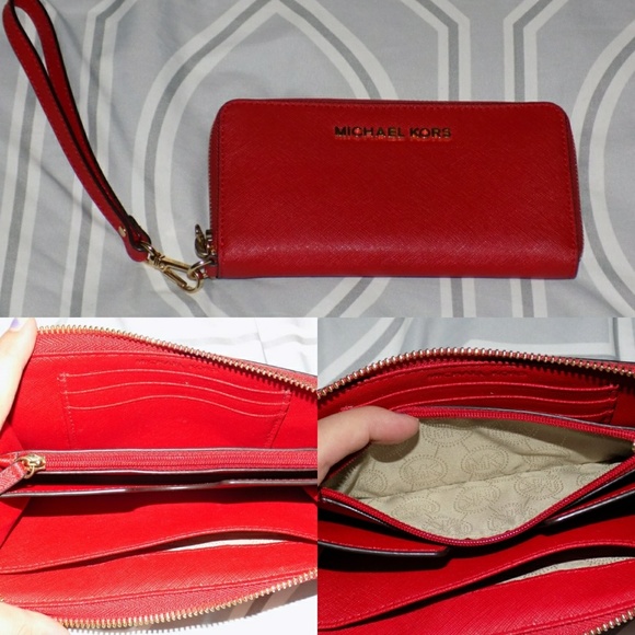 Sold Authentic Red Michael Kors Hamilton& wristlet - Picture 2 of 5