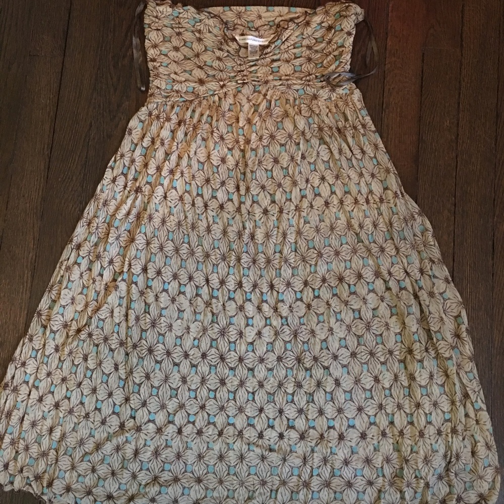 Diane con furstenburg 100% silk strapless dress