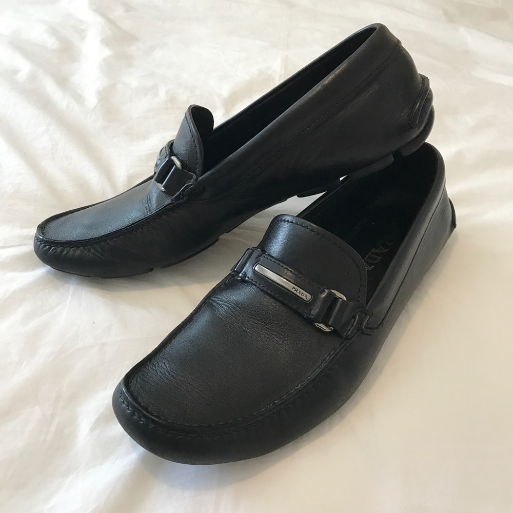 Men's Prada Black Leather Driving Loafer