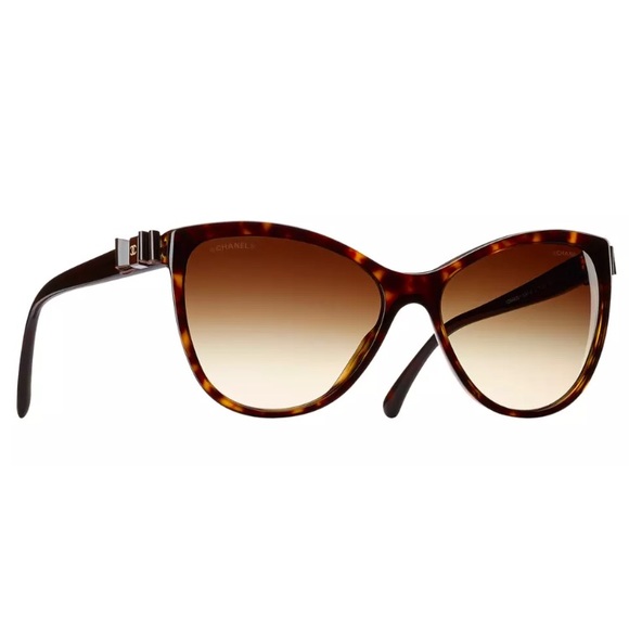 CHANEL Accessories - Chanel Havana Bow Sunglasses Tortoise Brown