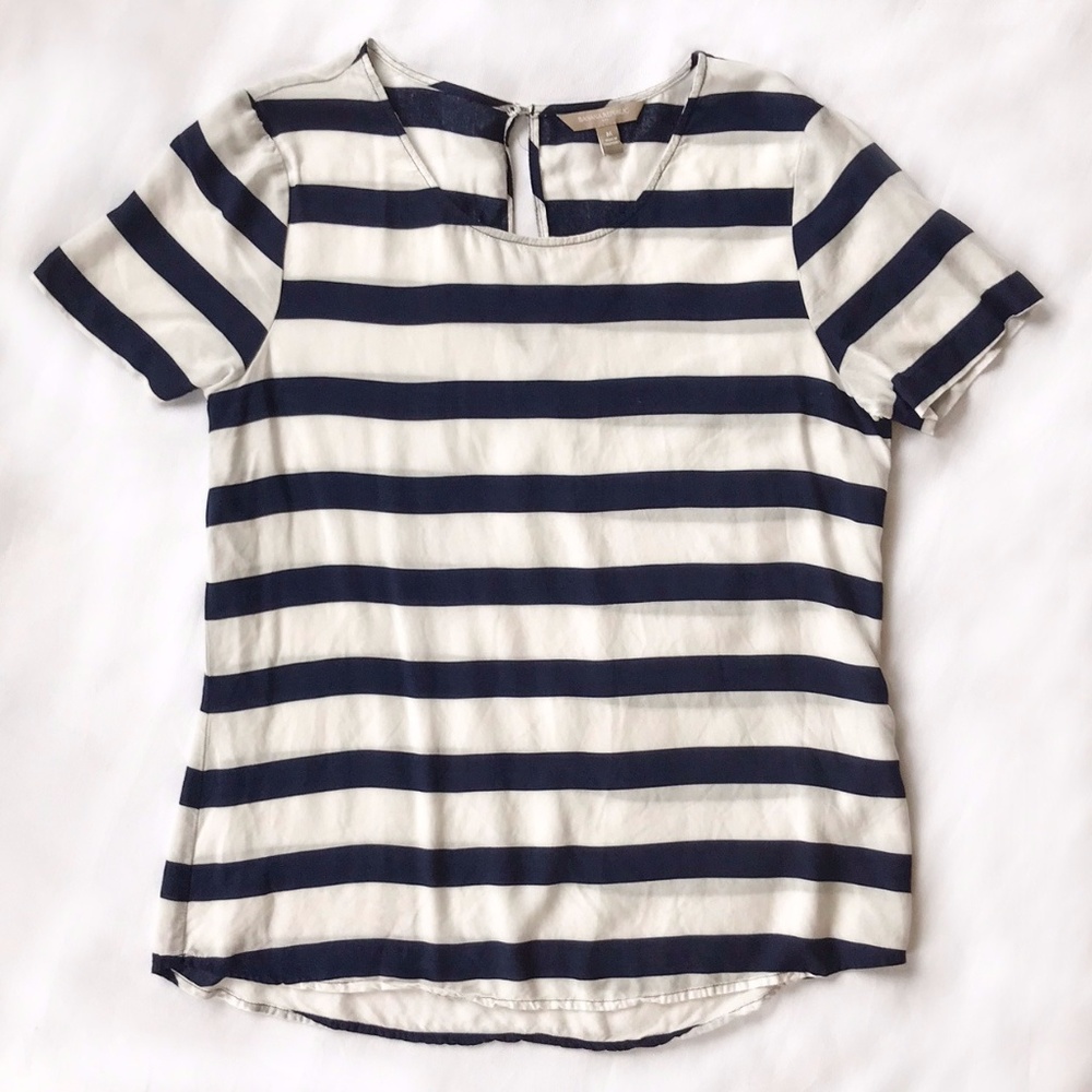 Banana Republic Navy & White Striped Top Worn Once