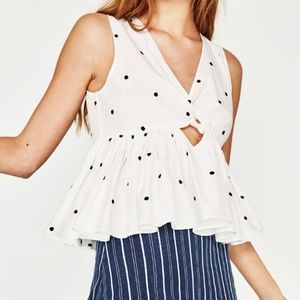 Zara Polka Dot Top NWOT