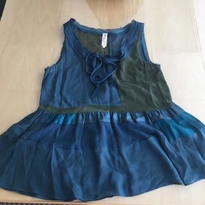 Anthropologie Floreat cold-crop silk blouse