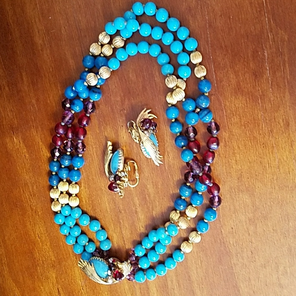 DeMario Vintage Mid Century Necklace, Earrings