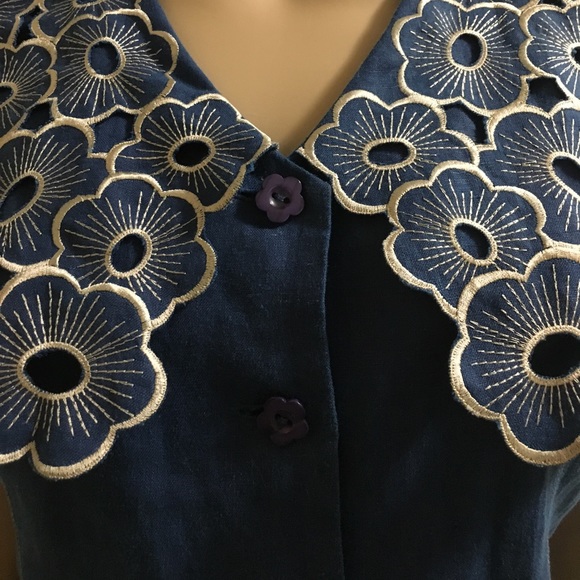 ⤵️ Embroidered Irish Linen Blouse/Top - Picture 7 of 8