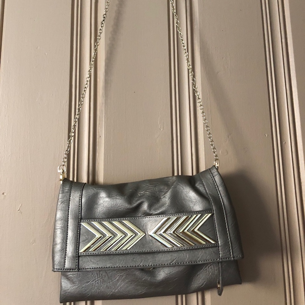 Silver cross body/clutch purse
