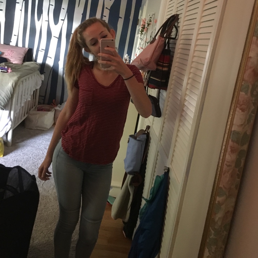Super Cute Red and White Striped Tee