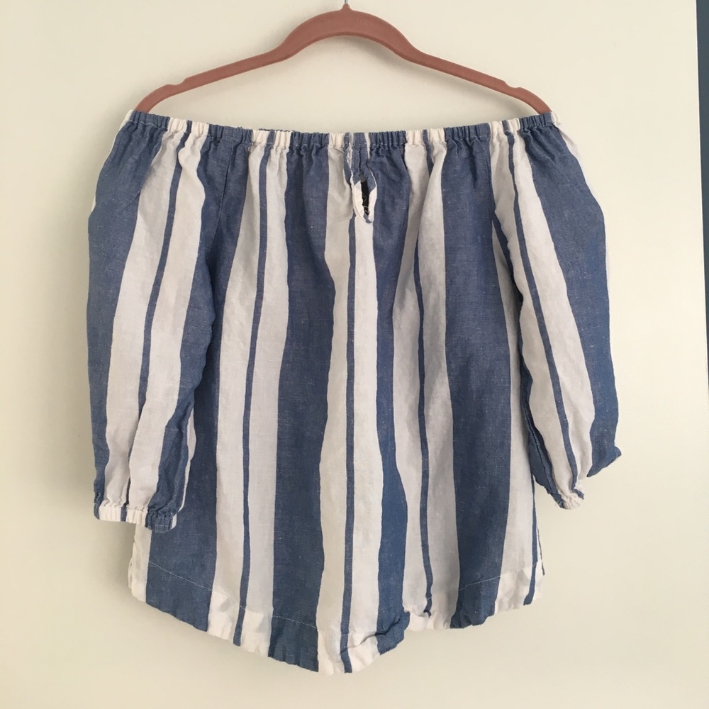 YFB • white and blue striped off shoulder top