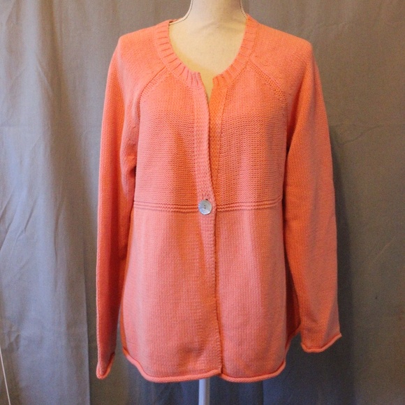 J Jill Sweaters J Jill Coral Button Cardigan Sweater Cable Knit