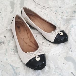 White Mountain Quilted Flats with Patent Toe