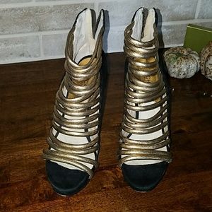 Michael Kors Cameron heel black with gold straps Michael Kors Cameron heel black with gold straps