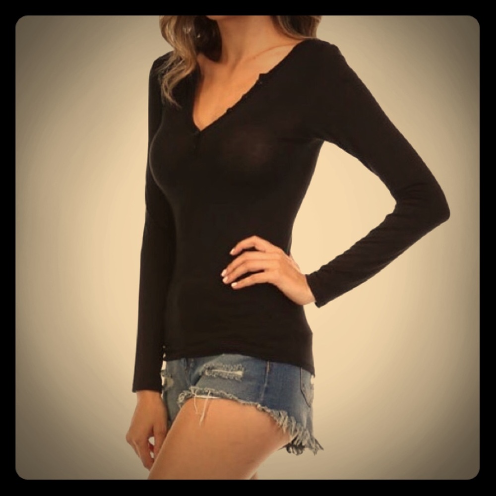 Sexy Black Long Sleeve Fitted Top