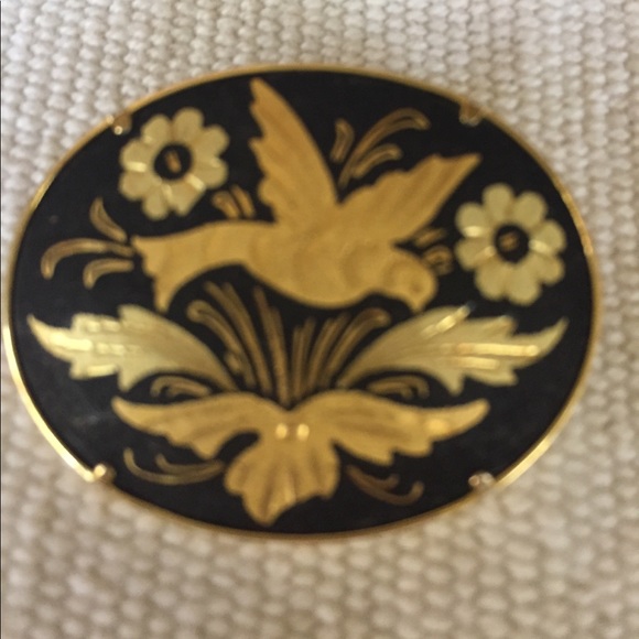 Vintage cloisonné pin and clip earrings - Picture 2 of 7