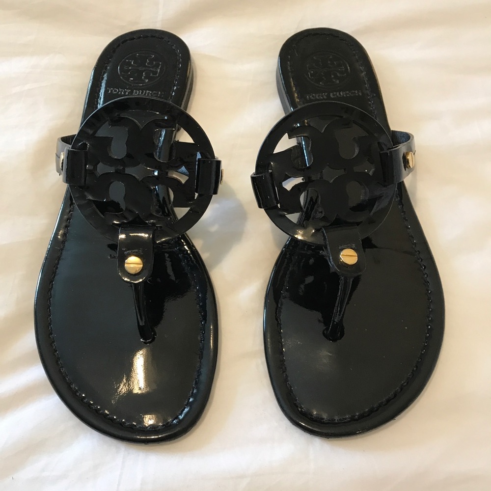 Tory Burch Black Patent Miller Sandals