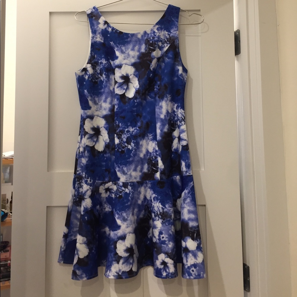 Blue and black floral dress