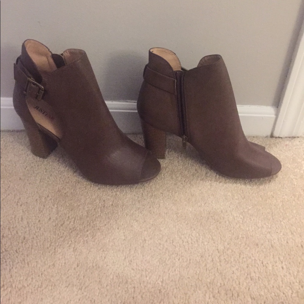 Brown Booties Peep toe