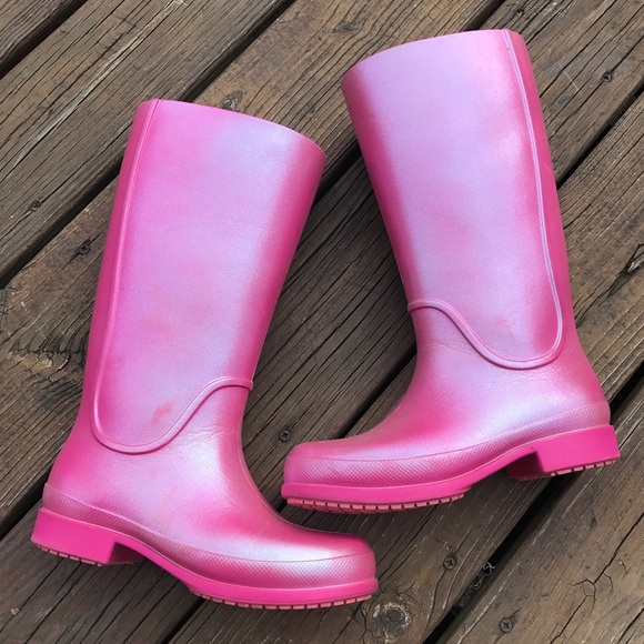 iridescent rain boots