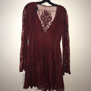 Free People Burgundy Lace Dress