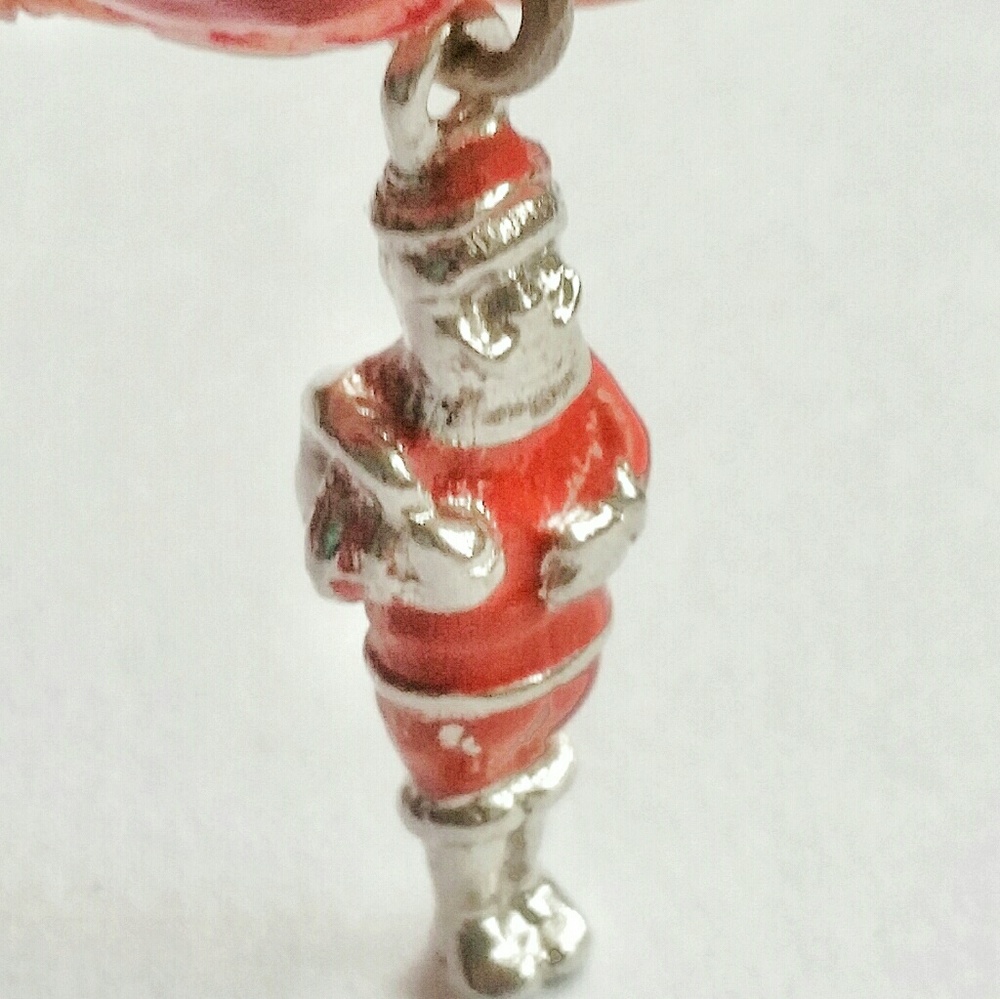 VINTAGE STERLING SILVER & ENAMEL SANTA CHARM