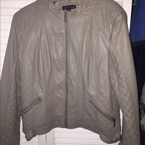 Ladies Grey faux leather jacket with zippers