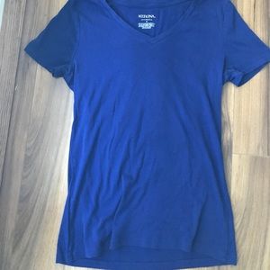 Blue short sleeved V-neck shirt