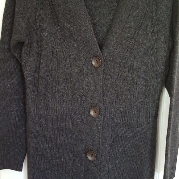 Womens Long Gray Cardigan - Picture 3 of 3