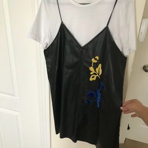 NEVER WORN Zara Faux Leather Pinafore Dress