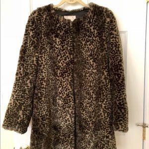 Leopard Pattern Faux Fur Coat