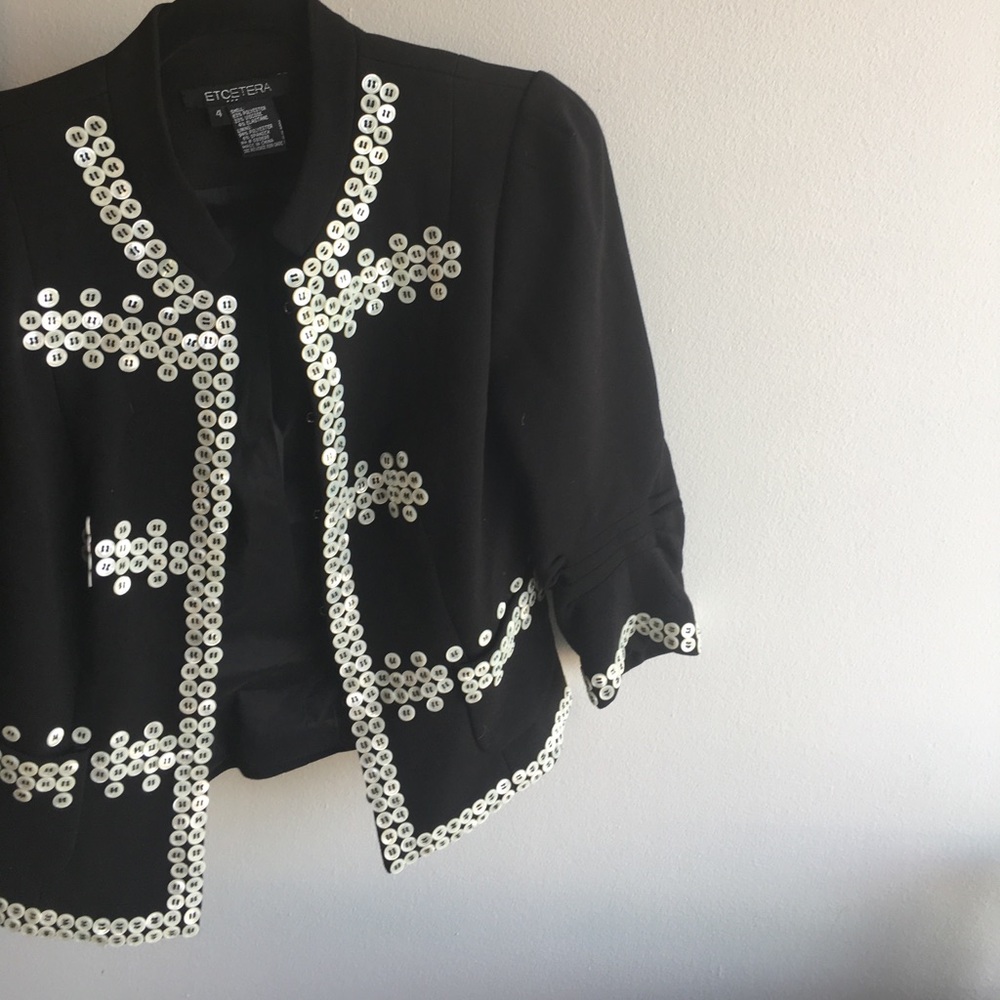Etcetera Black Blazer with Button Embellished Trim