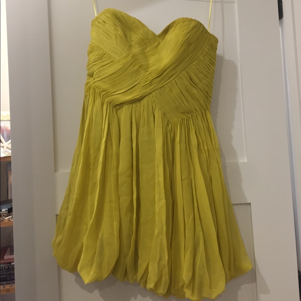 Mustard Yellow 100% Silk sweetheart cocktail dress