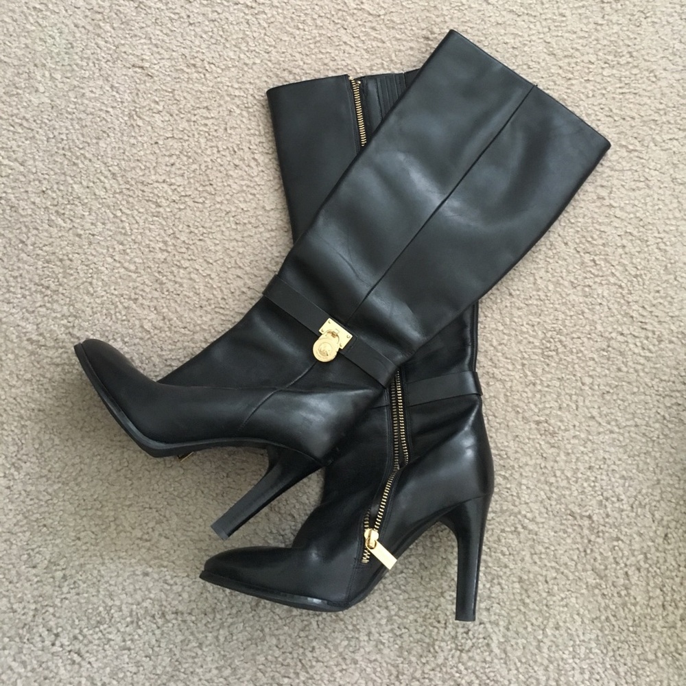 Michael Kors Black Leather Heeled Boots