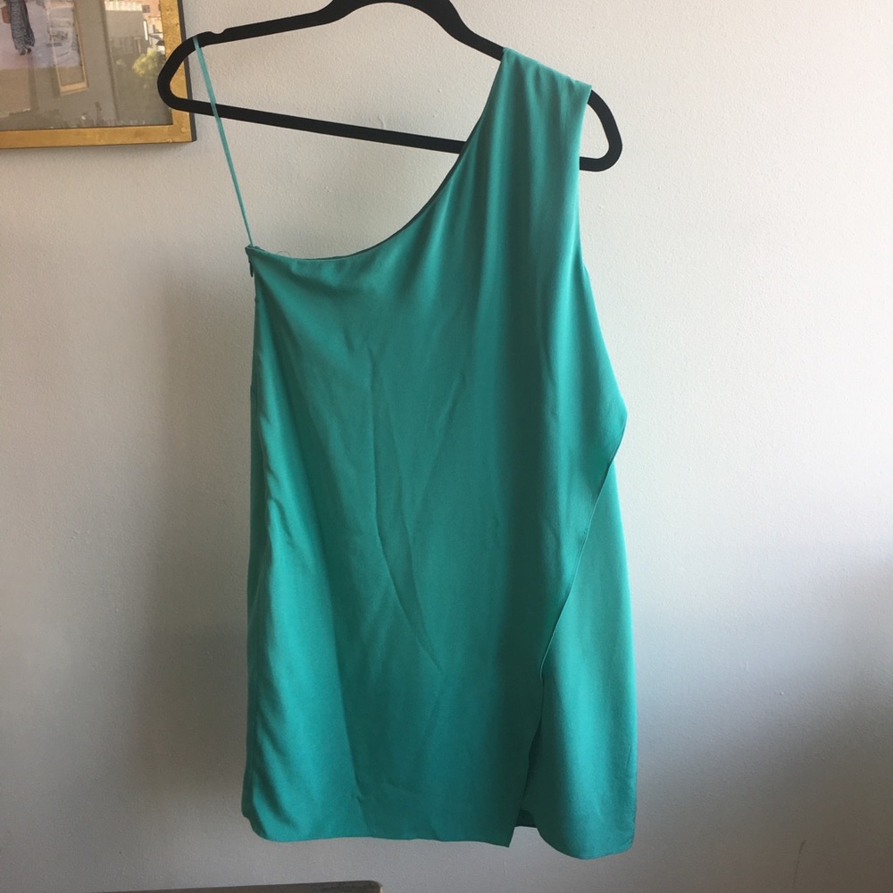 Tibi Silk One Shoulder Mini Dress