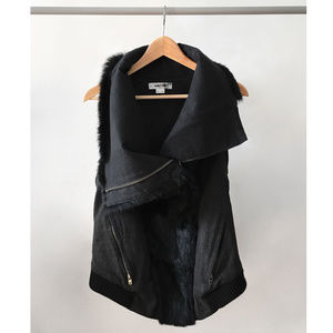 Helmut Lang Fur Assymetrical Denim Vest