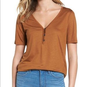 Madewell drapey Henley tee in cedar