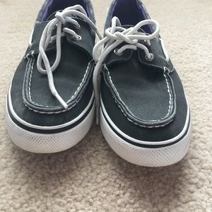 Sperry Black Canvas boat shoes.