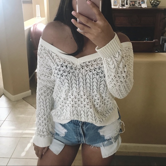 Hollister Sweaters - Beautiful white open knit sweater
